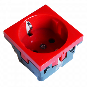 Розетка электрическая Mosaic 45x45, нем. ст., 2K+3, 16A, со шторками (в сборе)